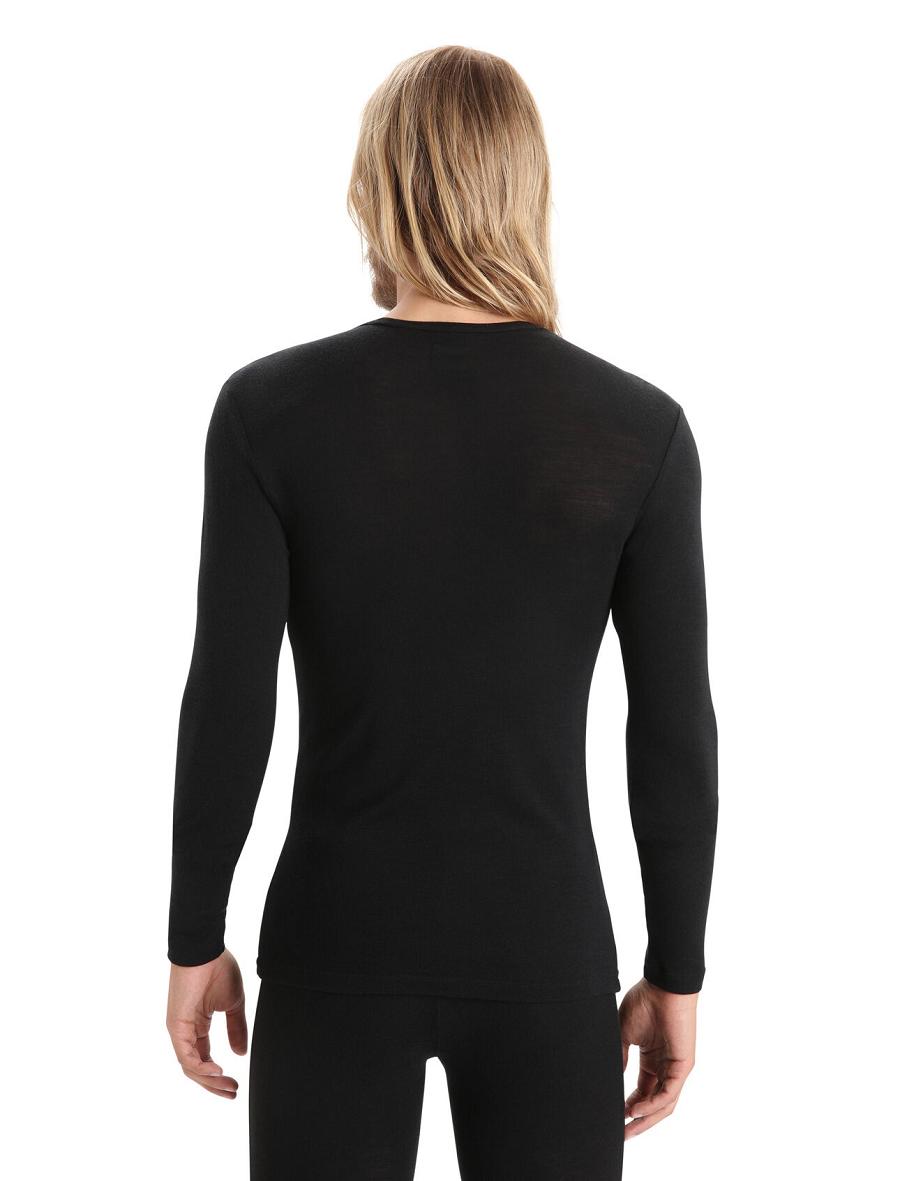 Icebreaker Merino 175 Everyday Long Sleeve Crewe Thermal Top Férfi Base Layers Fekete | HU 1376KORI